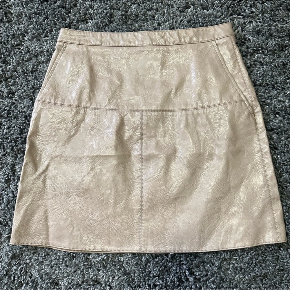 Zara Basic Tan Faux Leather Mini Skirt